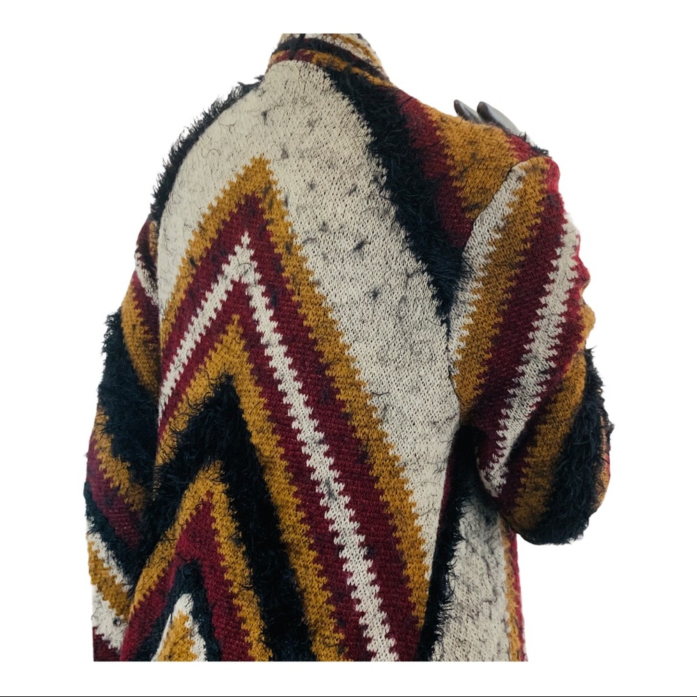 Multi-Material Long Open-Front Sweater - image 3